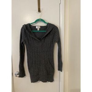 Magpie Gray Hooded Cableknit womens woll blend sweater size s/m